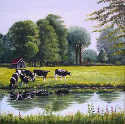 schilderij-zomer-met-koeien